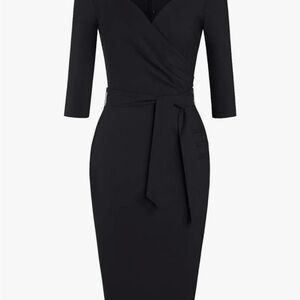 Chic Black Midi Wrap Dress